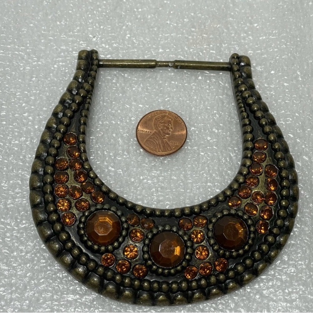 Women's Heavy Belt Buckle - Western Cowgirl Style with Faced Orange Rhinestones